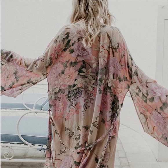 Boho Paradise Petals Bohemian Pink Gypsy Kimono Duster - Picture 10 of 16